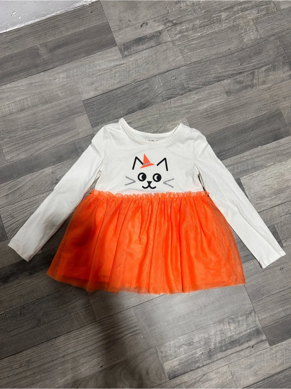 Cat & Jack Halloween Witch Cat Long Sleeve Tulle Top 5T